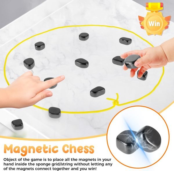 18pcs Magnetic Chess Game, Fun Table Top Magnet Game With String, Magnetic Stones Board Game Magnetic Chess Board Game Set Improve Log - TillShopMart