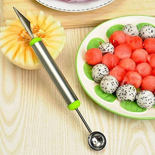 2 In 1 Melon Baller Stainless Steel Fruit Carving Knife - Slicer &amp; Scooper - TillShopMart