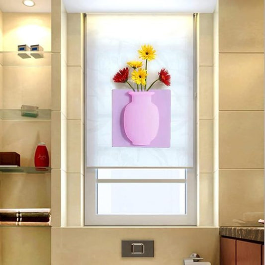 Silicone Vase Office Home Decorations Accessories Sticky Magic Flower Vase For The Wall Glass Fridge And Windows ( Flower Not Include )(random Colour)