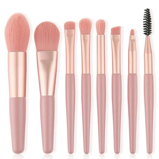 8pcs Travel Makeup Brush Kit Mini Cosmetic Brush For Face Foundation Blush Eye Shadow Wooden Handle (random Color)