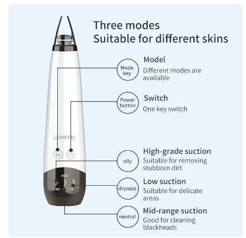 Blackhead Remover Vacuum Acne Pimple Black Spot Suction Electric Facial Pore Cleaner Skincare Exfoliating Beauty Device (rechargable)