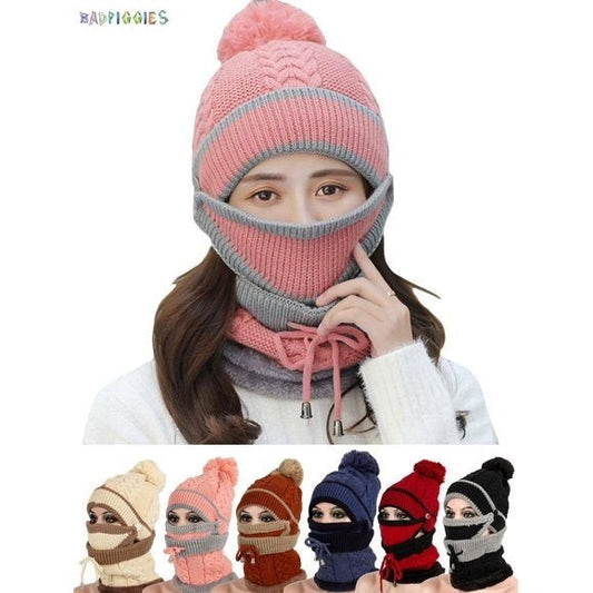 Set Of 3 Cap ,mask And Neck Scarf (random Color)